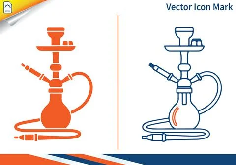 Hookah vector icon set for cafe, lounge, and smoking accessories. Illustrazione stock