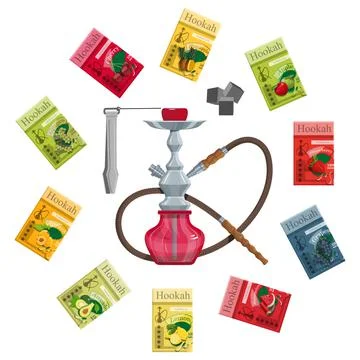 Hookah vector image. Relaxing smoking. Hookah logo design, label, badge. Stock Illustration