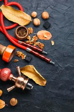 Hookah with walnut Stock Photos