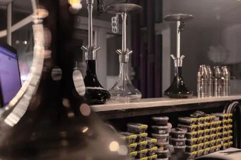 Hookahs on the bar Stock Photos