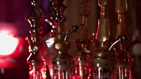 Hookahs in red light Stock Footage 69174517