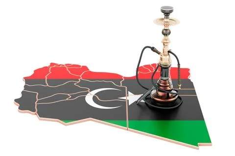 Hookan on Libyan map, 3D rendering Stock Illustration