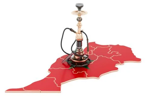 Hookan on Moroccan map, 3D rendering Stock Illustration