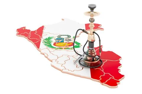 Hookan on Peruvian map, 3D rendering Illustrazione stock