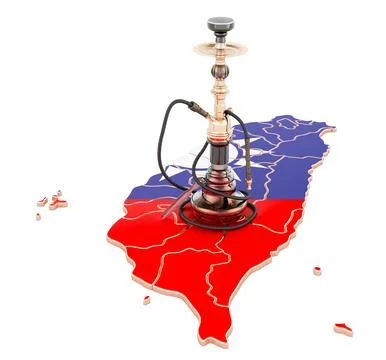 Hookan on Taiwanese map, 3D rendering Stock Illustration