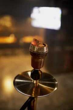 Hookans in front of the wall in bar close up Stock Photos