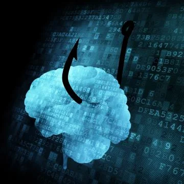 Hooked Brain on digital screen Stock Illustration