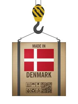 Hooked cardboard box made in Denmark Stock Illustration