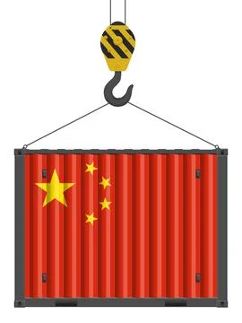 Hooked cargo container with China flag Stock Illustration