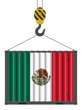 Hooked cargo container with Mexico flag Stock Illustration