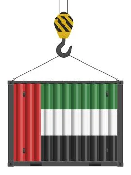 Hooked cargo container with UAE flag Stock Illustration