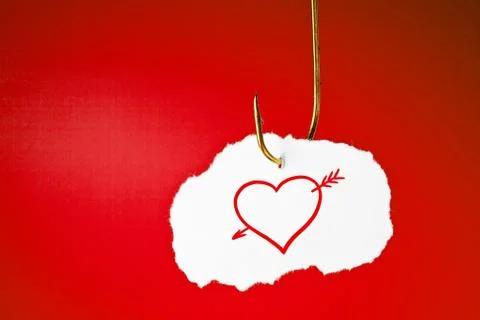 Hooked Heart with Arrow Concept 库存照片