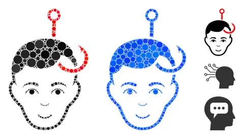 Hooked Man Head Composition Icon of Round Dots Stock Illustration