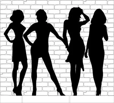 Hooker silhouettes Stock Illustration