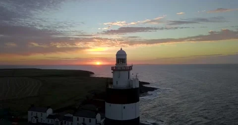 Hookhead Lighthouse sunrise Stock Footage 139013582