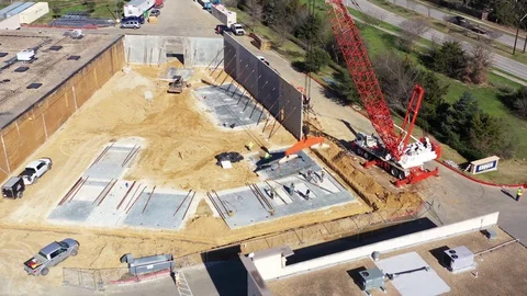 Hooking a Crane to a Concrete Slab, Bryan, Texas, USA Stock Footage 129389752