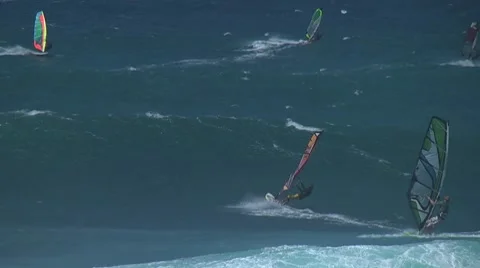 Hookipa, Maui windsurfing Stock Footage 8601509