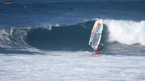 Hookipa Windsurfer on Maui Hawaii waves 4k 60p slo-mo Stock Footage 109397984