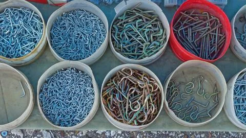 Hooks and screws Stock Photos