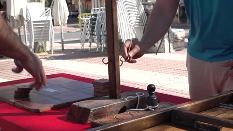 Hooks Ring Toss Game, 4k Stock Footage 306002717