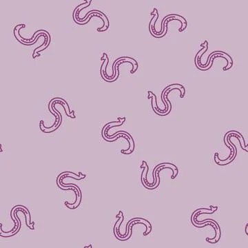 Hookworm parasite line seamless pattern 스톡 일러스트