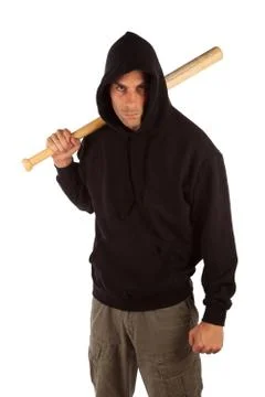 Hooligan with baseball bat Foto stock