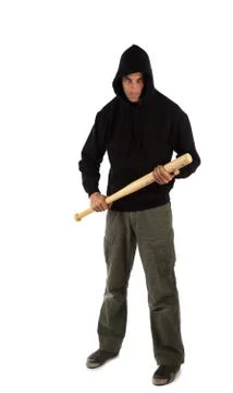 Hooligan with baseball bat Stock Photos
