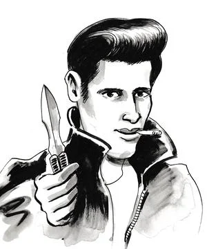 Hooligan with a knife Illustrazione stock