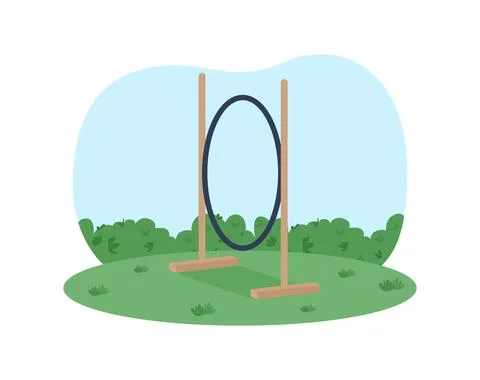 Hoop for pet training 2D vector web banner, poster Stock Illustration