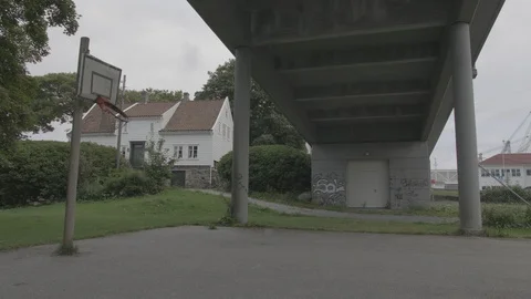 A hoop under a bridge. Stock Footage 93626059