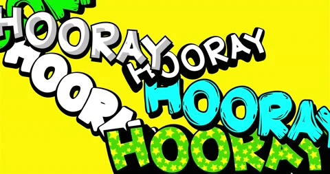 Hooray comic book word, exploding words footage.  Stock Footage 150691165