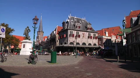 Hoorn square with statue Stock Footage 55681492