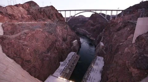 Hoover Dam bridge view in the evening Stock Footage 49703924