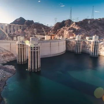 Hoover Dam before sunset Stock Photos