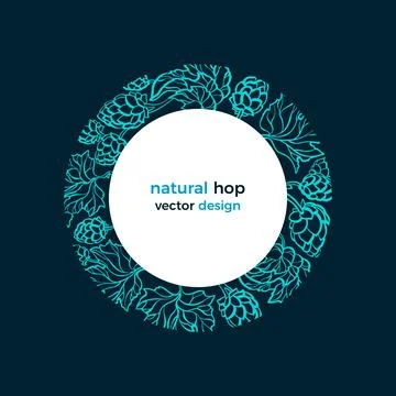 Hop border. Vector cone in circle. Organic pattern Illustrazione stock