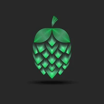 Hop cone logo 3d creative line art vector illustration for modern trendy grad Stock-Illustration