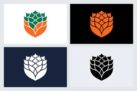 Hop Cone Logo Design Vector Set Ilustración de archivo