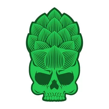 Hop cone skull. head of skeleton is a beer cone. Vector illustration Stock Illustration