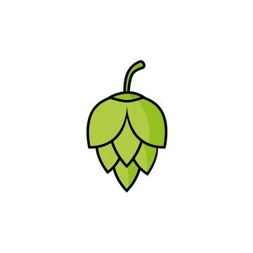 Hop icon beer cone leaf sign,pub herb design, nature seed vector illustration . 库存插图