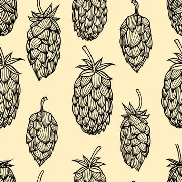 Hop vector seamless pattern. Stock Illustration