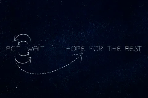 Hope for the best between acting or waiting on a repetitive cycle Stock Illustration