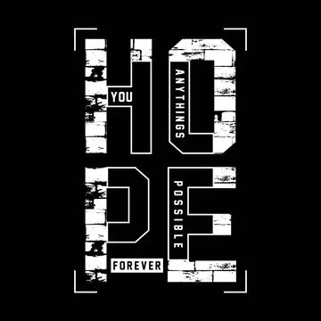 Hope Bold Distressed Typography Graphic Design Stock Illustration