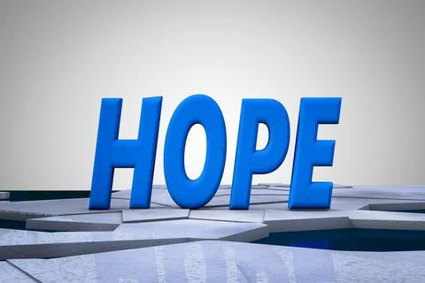 Hope on broken ice demonstrating lost hope concept. 3D illustration Stock-Illustration