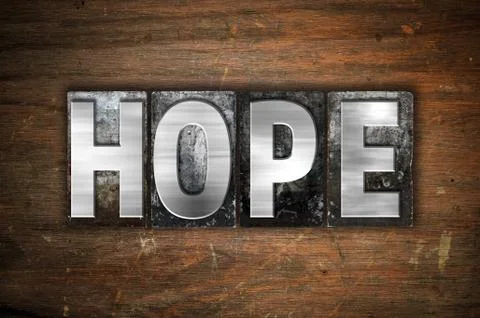 Hope Concept Metal Letterpress Type Stock Illustration