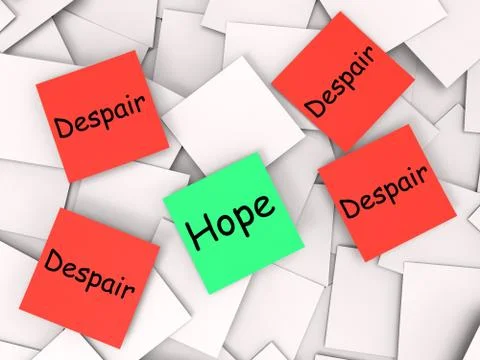 Hope despair post-it notes show longing and desperation Stock Illustration