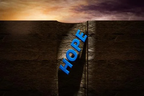 Hope falling into a hole demonstrating lost hope concept. 3D illustration Stock Illustration