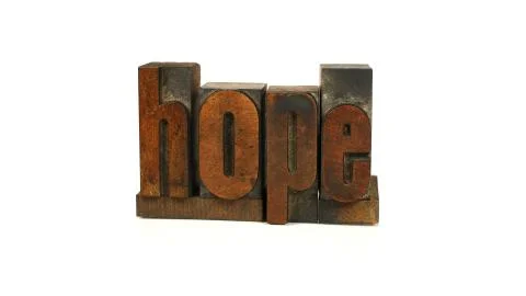 Hope - Letterpress Word Stock Photos