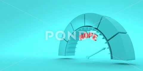 Hope measuring device with arrow and scale. 3D Render: Graphic #197742369