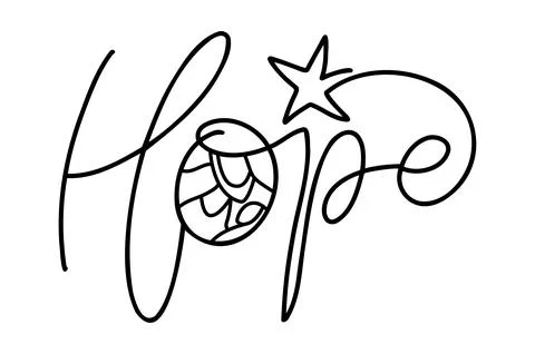Hope monoline calligraphy text and Christmas Vector religious Nativity Scene of Stock Illustration