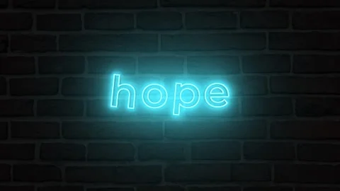 Hope neon text animation on wall background. Seamless looping video Stock Footage 292915105